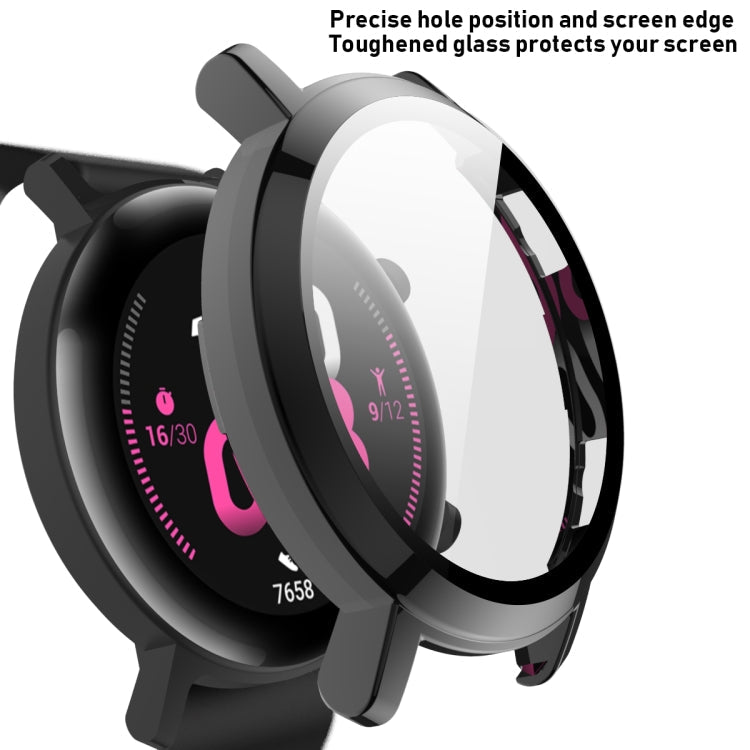 For Huawei Watch GT2 42mm 2 in 1 Tempered Glass Screen Protector + Fully Plating PC Case(Black)