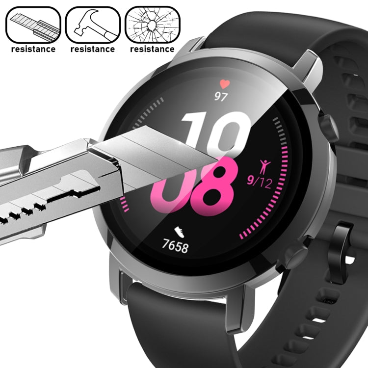 For Huawei Watch GT2 42mm 2 in 1 Tempered Glass Screen Protector + Fully Plating PC Case(Black)
