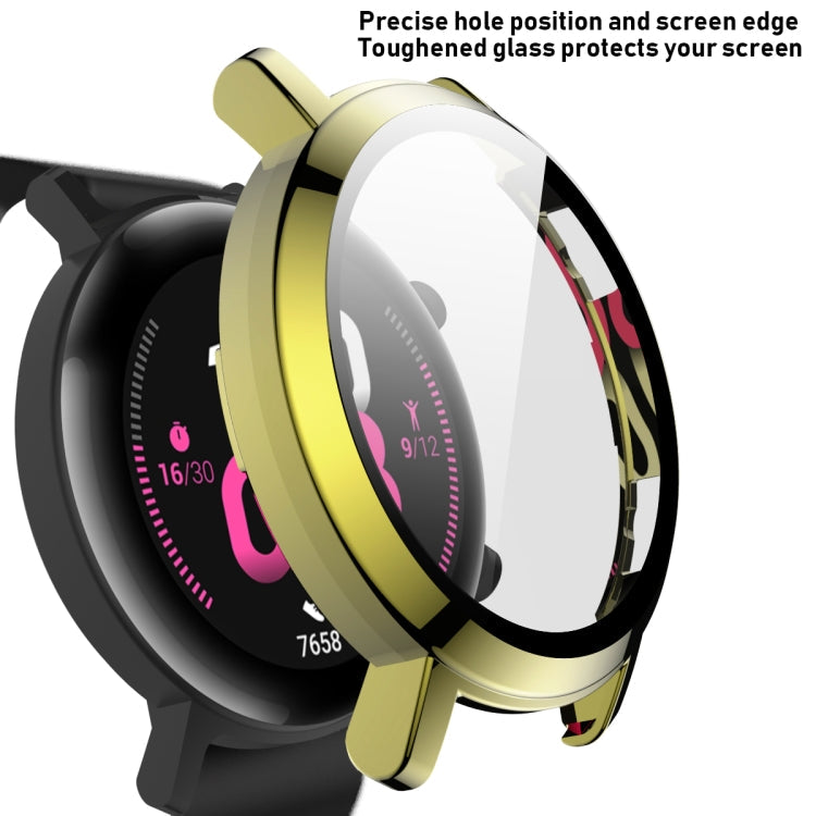 For Huawei Watch GT2 42mm 2 in 1 Tempered Glass Screen Protector + Fully Plating PC Case(Golden)