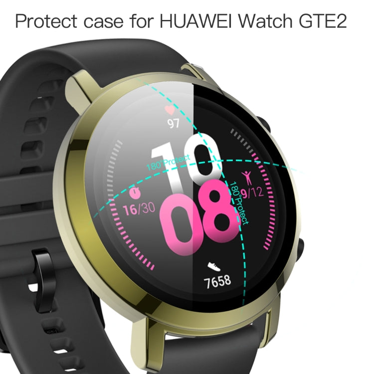 For Huawei Watch GT2 42mm 2 in 1 Tempered Glass Screen Protector + Fully Plating PC Case(Golden)