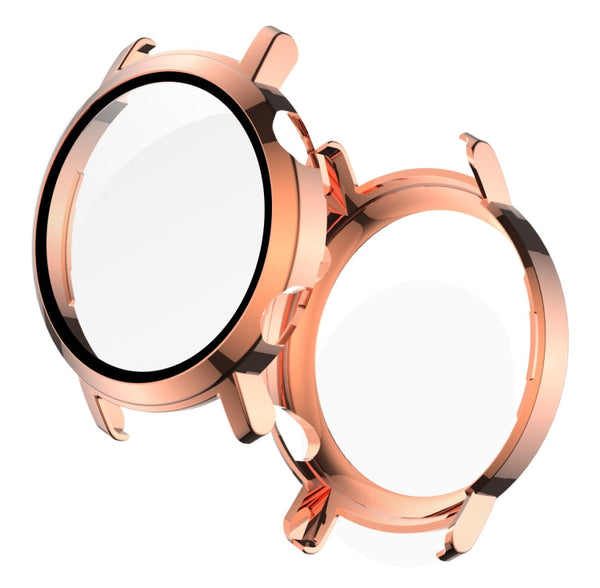 For Huawei Watch GT2 42mm 2 in 1 Tempered Glass Screen Protector + Fully Plating PC Case(Rose Gold)
