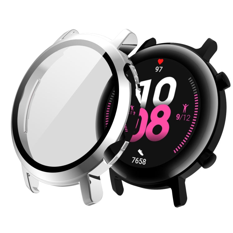 For Huawei Watch GT2 42mm 2 in 1 Tempered Glass Screen Protector + Fully Plating PC Case(Silver)