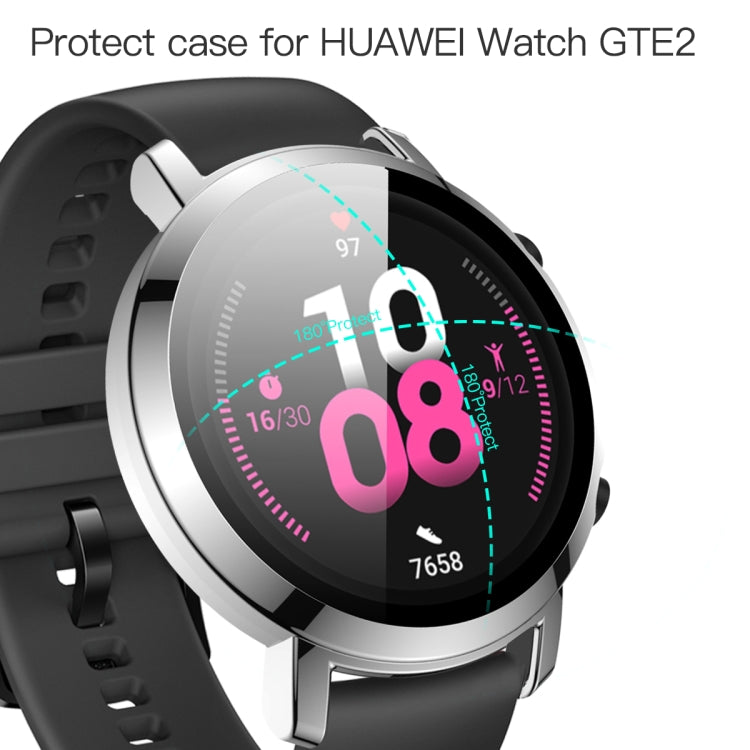 For Huawei Watch GT2 42mm 2 in 1 Tempered Glass Screen Protector + Fully Plating PC Case(Silver)