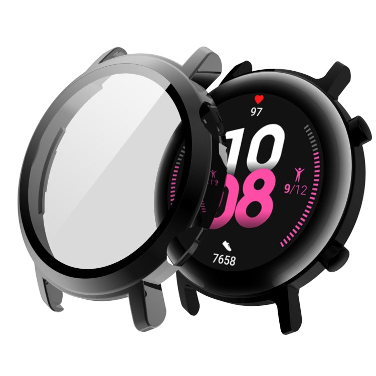 For Huawei Watch GT2 46mm 2 in 1 Tempered Glass Screen Protector + Fully Plating PC Case(Black)