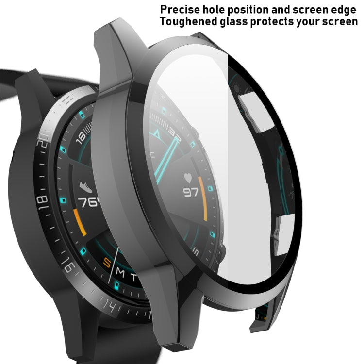 For Huawei Watch GT2 46mm 2 in 1 Tempered Glass Screen Protector + Fully Plating PC Case(Black)