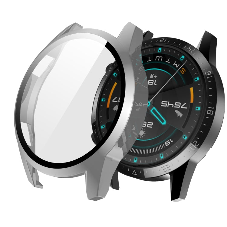 For Huawei Watch GT2 46mm 2 in 1 Tempered Glass Screen Protector + Fully Plating PC Case(Gray)