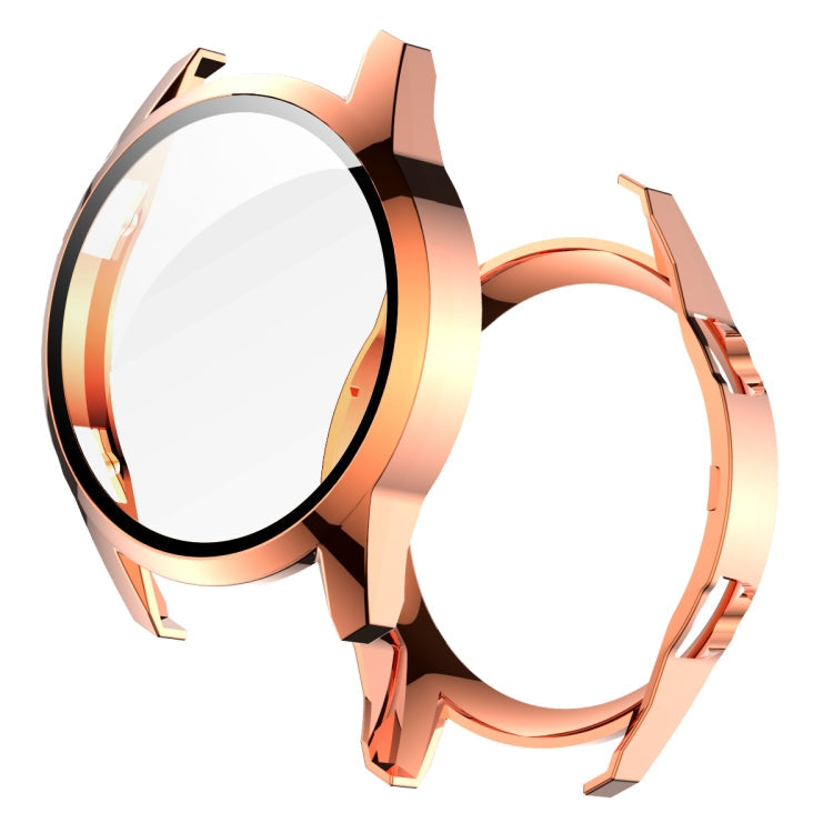 For Huawei Watch GT2 46mm 2 in 1 Tempered Glass Screen Protector + Fully Plating PC Case(Rose Gold)