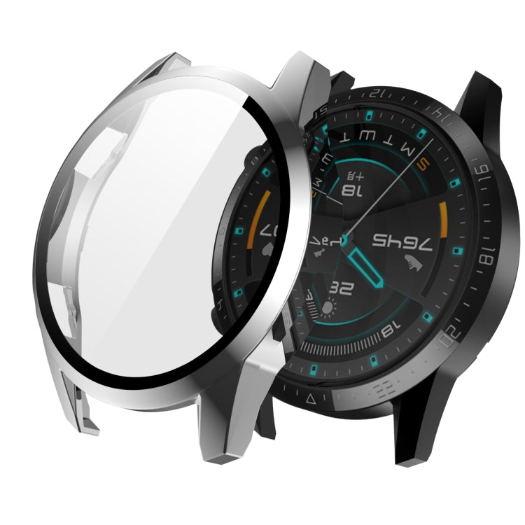 For Huawei Watch GT2 46mm 2 in 1 Tempered Glass Screen Protector + Fully Plating PC Case(Silver)