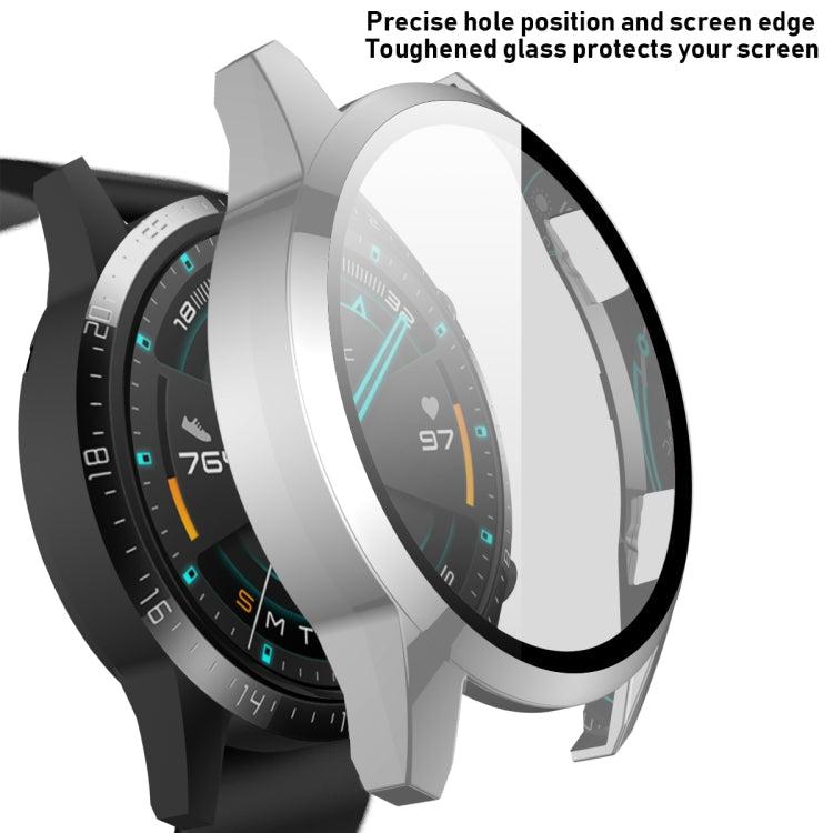For Huawei Watch GT2 46mm 2 in 1 Tempered Glass Screen Protector + Fully Plating PC Case(Silver)