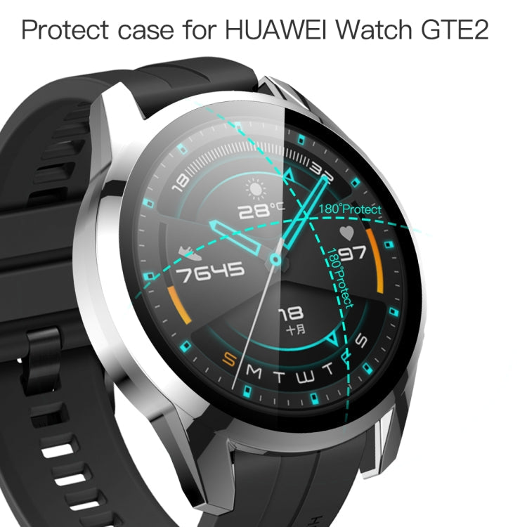 For Huawei Watch GT2 46mm 2 in 1 Tempered Glass Screen Protector + Fully Plating PC Case(Silver)