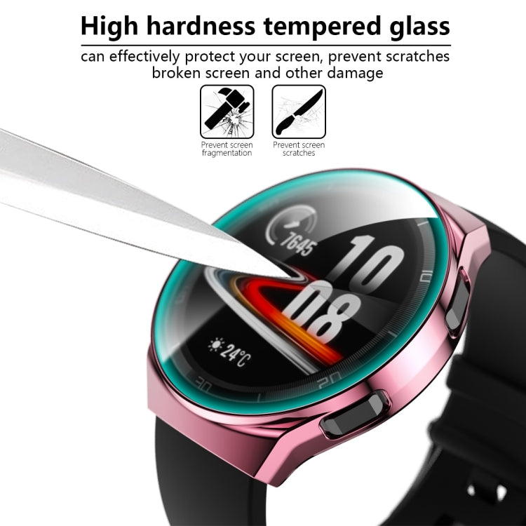 For Huawei Watch GT2e 2 in 1 Tempered Glass Screen Protector + Fully Plating PC Case(Pink)