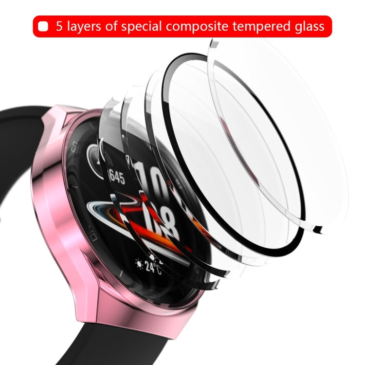 For Huawei Watch GT2e 2 in 1 Tempered Glass Screen Protector + Fully Plating PC Case(Pink)