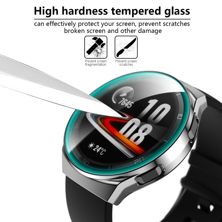 For Huawei Watch GT2e 2 in 1 Tempered Glass Screen Protector + Fully Plating PC Case(Silver)