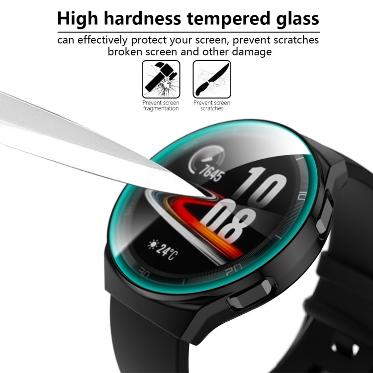 For Huawei Watch GT2e 2 in 1 Tempered Glass Screen Protector + Fully Plating PC Case(Black)