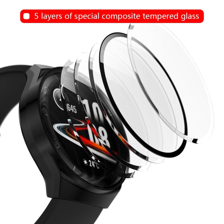 For Huawei Watch GT2e 2 in 1 Tempered Glass Screen Protector + Fully Plating PC Case(Black)