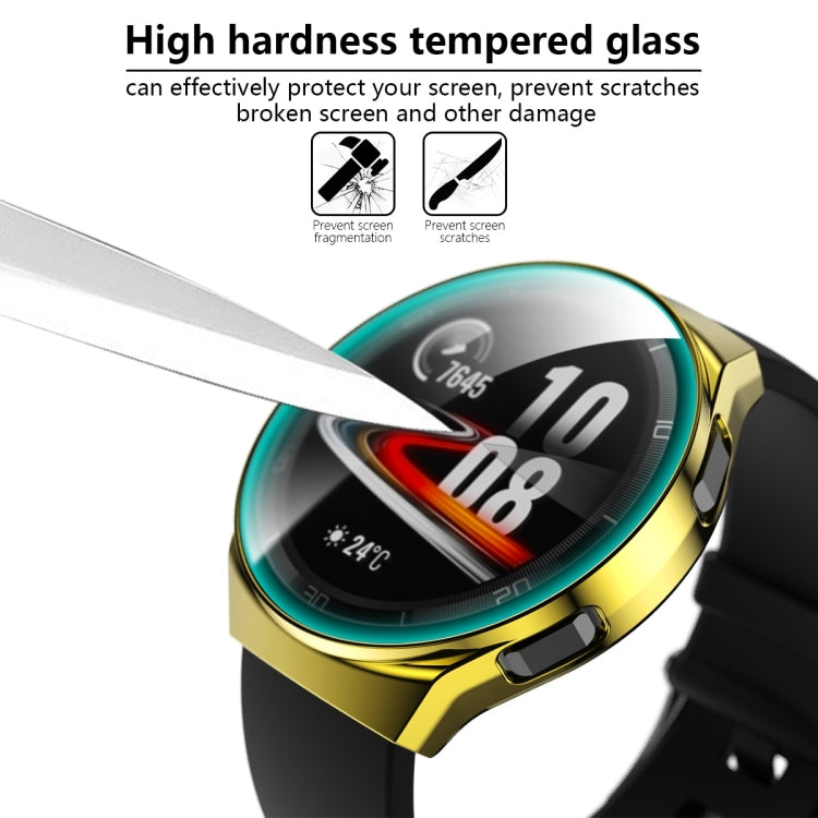 For Huawei Watch GT2e 2 in 1 Tempered Glass Screen Protector + Fully Plating PC Case(Golden)