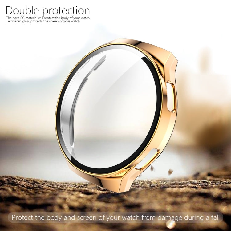For Huawei Watch GT2e 2 in 1 Tempered Glass Screen Protector + Fully Plating PC Case(Rose Gold)