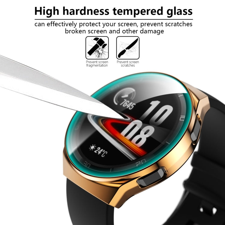 For Huawei Watch GT2e 2 in 1 Tempered Glass Screen Protector + Fully Plating PC Case(Rose Gold)