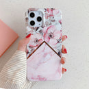 For iPhone 12 / 12 Pro Plating Splicing Pattern Soft TPU Protective Case(Apple Blossom)