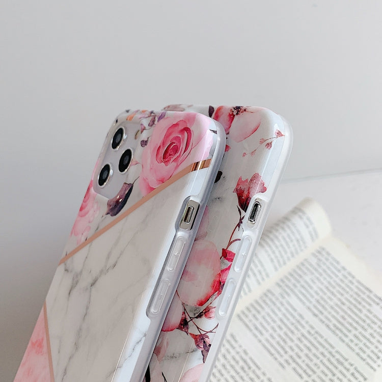 For iPhone 12 / 12 Pro Plating Splicing Pattern Soft TPU Protective Case(Apple Blossom)