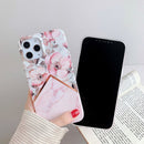 For iPhone 12 / 12 Pro Plating Splicing Pattern Soft TPU Protective Case(Apple Blossom)