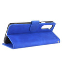 For OnePlus Nord Solid Color Skin Feel Magnetic Buckle Horizontal Flip Calf Texture PU Leather Case with Holder & Card Slots & Wallet(Blue)