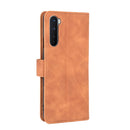 For OnePlus Nord Solid Color Skin Feel Magnetic Buckle Horizontal Flip Calf Texture PU Leather Case with Holder & Card Slots & Wallet(Brown)