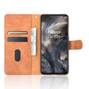 For OnePlus Nord Solid Color Skin Feel Magnetic Buckle Horizontal Flip Calf Texture PU Leather Case with Holder & Card Slots & Wallet(Brown)