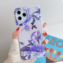 For iPhone 12 / 12 Pro Laser Pattern Soft TPU Protective Case(White Background Blue Flower)
