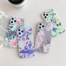 For iPhone 12 / 12 Pro Laser Pattern Soft TPU Protective Case(White Background Blue Flower)