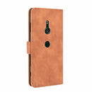 For Sony Xperia XZ3 Solid Color Skin Feel Magnetic Buckle Horizontal Flip Calf Texture PU Leather Case with Holder & Card Slots & Wallet(Brown)