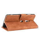 For Sony Xperia XZ3 Solid Color Skin Feel Magnetic Buckle Horizontal Flip Calf Texture PU Leather Case with Holder & Card Slots & Wallet(Brown)