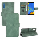 For Samsung Galaxy A7 (2018) Solid Color Skin Feel Magnetic Buckle Horizontal Flip Calf Texture PU Leather Case with Holder & Card Slots & Wallet(Green)