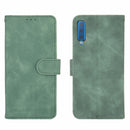 For Samsung Galaxy A7 (2018) Solid Color Skin Feel Magnetic Buckle Horizontal Flip Calf Texture PU Leather Case with Holder & Card Slots & Wallet(Green)