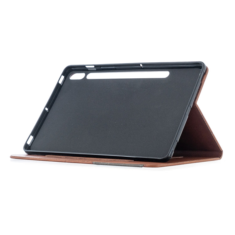 For Samsung Galaxy Tab S8 / Galaxy Tab S7 T870 Rhombus Texture Horizontal Flip Magnetic Leather Case with Holder & Card Slots(Brown)