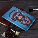 For Samsung Galaxy Tab A7 10.4 2020 T500 Horizontal TPU Painted Flat Leather Case Anti-skid Strip with Pen Cover & Card Slot & Holder(Headphone Monkey)
