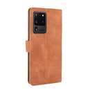 For Samsung Galaxy S20 Ultra Solid Color Skin Feel Magnetic Buckle Horizontal Flip Calf Texture PU Leather Case with Holder & Card Slots & Wallet(Brown)