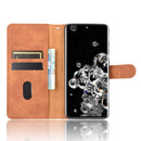 For Samsung Galaxy S20 Ultra Solid Color Skin Feel Magnetic Buckle Horizontal Flip Calf Texture PU Leather Case with Holder & Card Slots & Wallet(Brown)