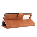 For Samsung Galaxy S20 Ultra Solid Color Skin Feel Magnetic Buckle Horizontal Flip Calf Texture PU Leather Case with Holder & Card Slots & Wallet(Brown)
