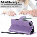 For iPhone 7 / 8 / SE 2022 / SE 2020 Cat Bee Embossing Pattern Shockproof Horizontal Flip Leather Case with Holder & Card Slots & Wallet(Purple)