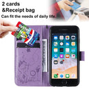For iPhone 7 / 8 / SE 2022 / SE 2020 Cat Bee Embossing Pattern Shockproof Horizontal Flip Leather Case with Holder & Card Slots & Wallet(Purple)