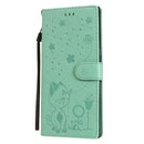 For Samsung Galaxy Note 20 Ultra Cat Bee Embossing Pattern Shockproof Horizontal Flip Leather Case with Holder & Card Slots & Wallet(Green)