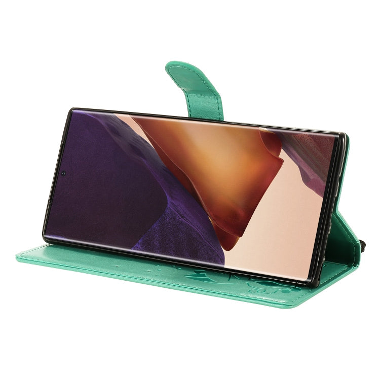For Samsung Galaxy Note 20 Ultra Cat Bee Embossing Pattern Shockproof Horizontal Flip Leather Case with Holder & Card Slots & Wallet(Green)