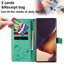 For Samsung Galaxy Note 20 Ultra Cat Bee Embossing Pattern Shockproof Horizontal Flip Leather Case with Holder & Card Slots & Wallet(Green)