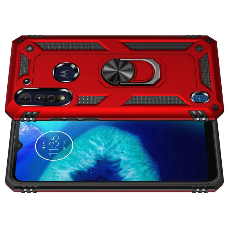 For Motorola Moto G8 Power Lite Shockproof TPU + PC Protective Case with 360 Degree Rotating Holder(Red)
