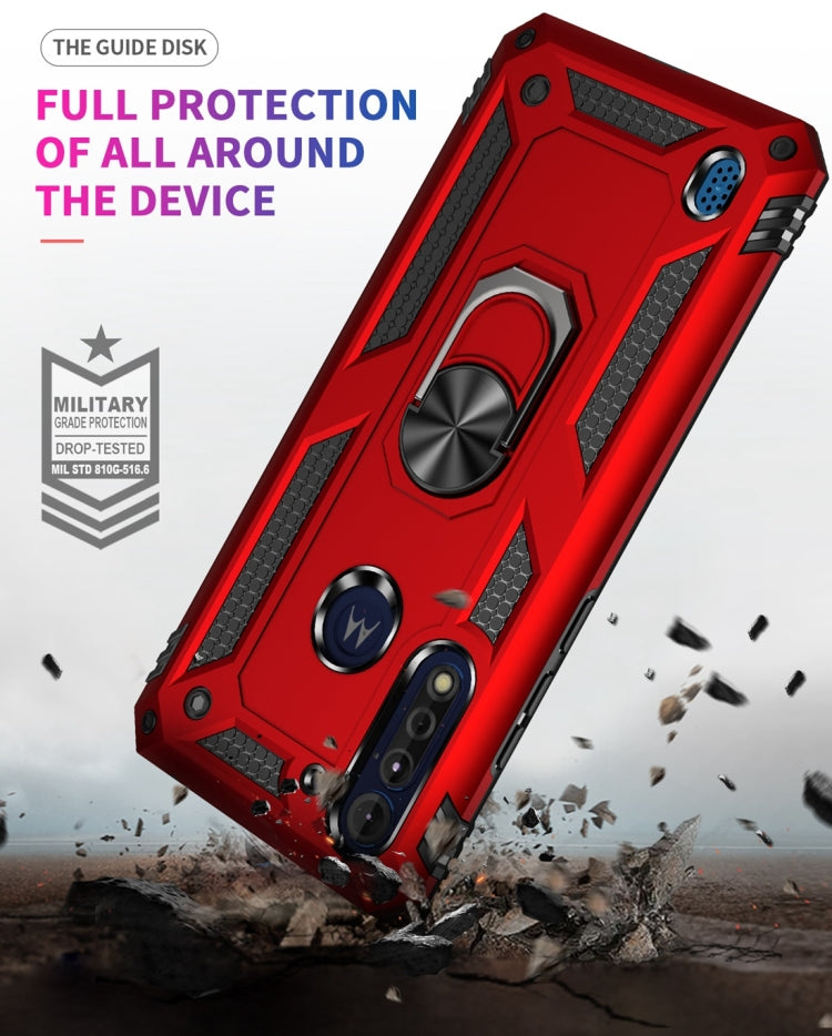 For Motorola Moto G8 Power Lite Shockproof TPU + PC Protective Case with 360 Degree Rotating Holder(Red)