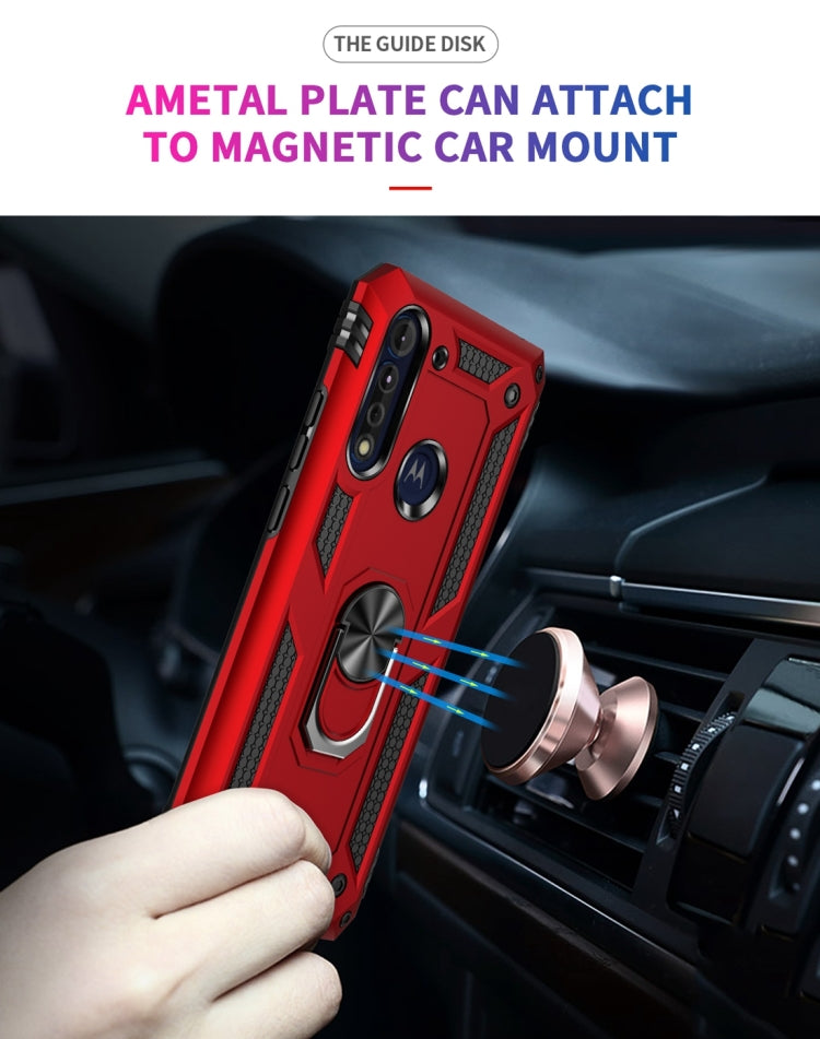 For Motorola Moto G8 Power Lite Shockproof TPU + PC Protective Case with 360 Degree Rotating Holder(Red)