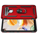 For LG K61 Shockproof TPU + PC Protective Case with 360 Degree Rotating Holder(Red)