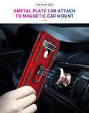 For LG K61 Shockproof TPU + PC Protective Case with 360 Degree Rotating Holder(Red)