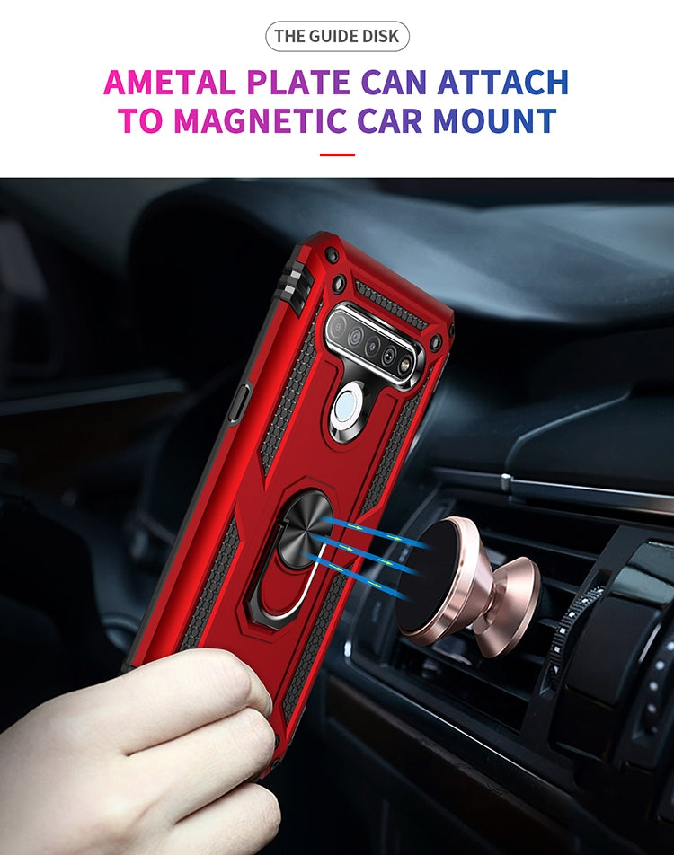 For LG K61 Shockproof TPU + PC Protective Case with 360 Degree Rotating Holder(Gold)